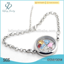 Wholesale magnetic women silver stainless steel floating locket bracelet jewelry